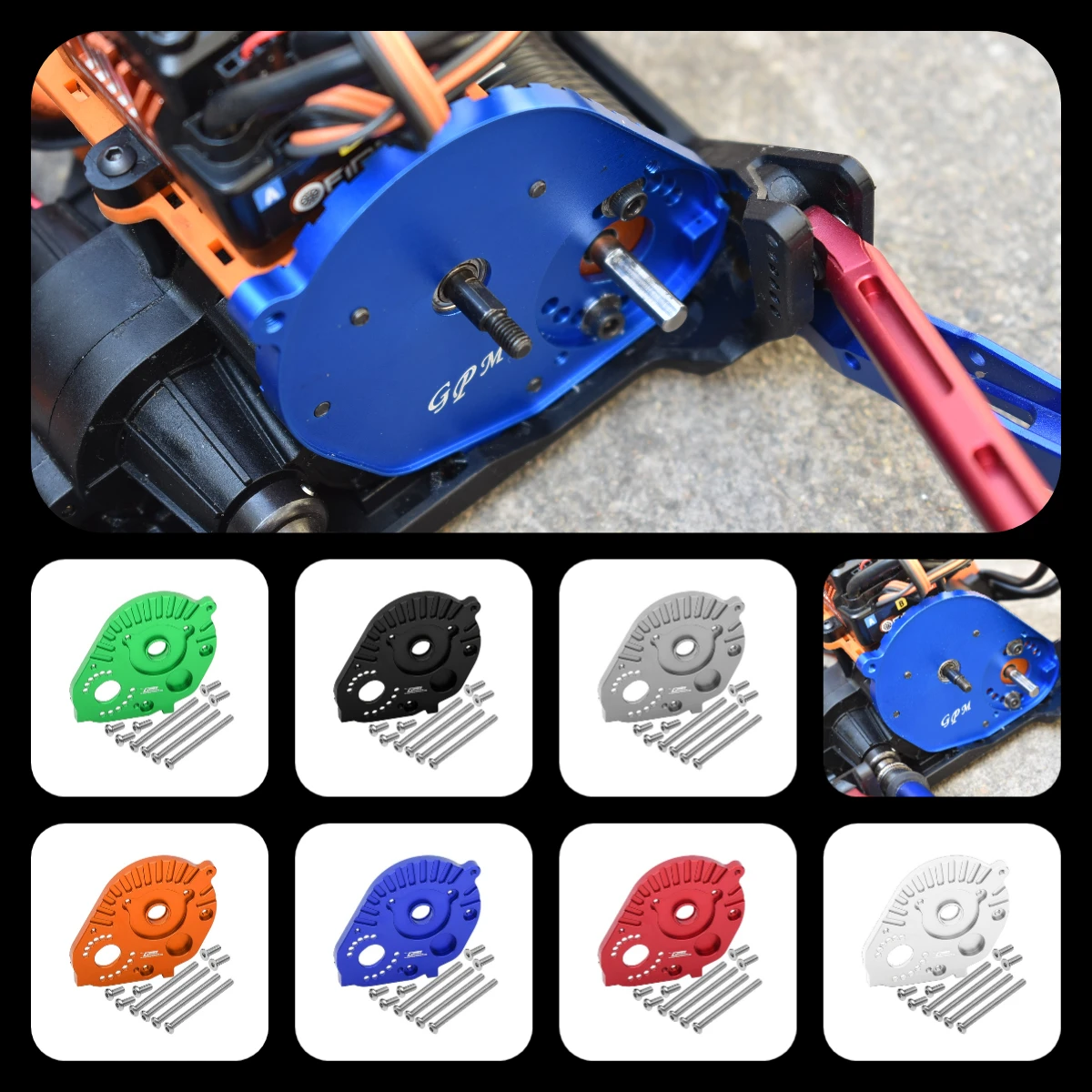 

GPM Alloy Motor Mount Plate With Heat Sink Fins For AXIAL 1/10 RBX10 Ryft 4WD