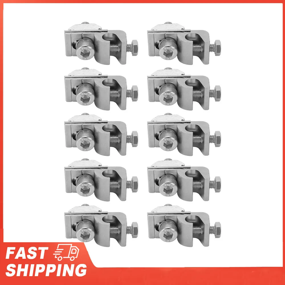 

10Pcs Clip Lug Bracket Clamps Photovoltaic Support Parts Solar Mounting System Grounding