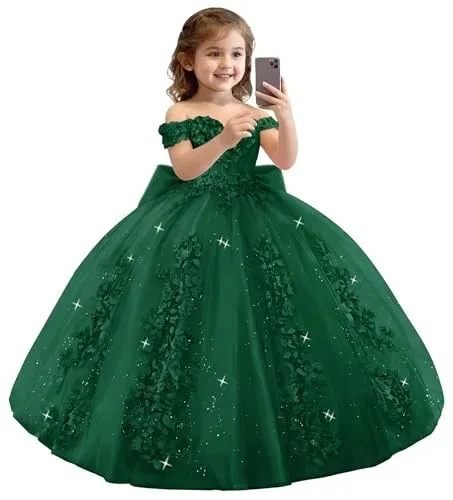 Sequin Elegant Holy Princess Dress Flower Girl Dress for Wedding Ceremony First Communion Birthday Gift Customized