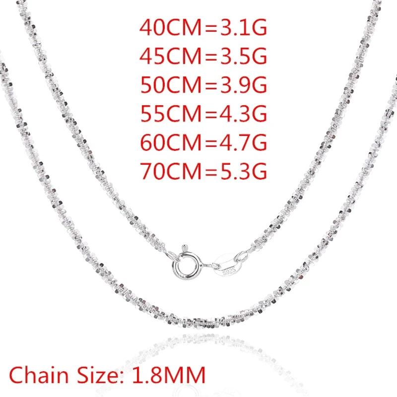 Authentic Italian S925 Sterling Silver Necklace Sparkling Clavicle Chain Sweater Chain High Jewelry For Woman Charm Jewelry Gift