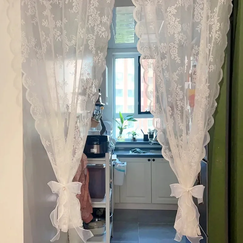 1 pair Lace Curtain Tiebacks Home Decoration Lace Drapery Tieback Decorative Curtain Ties for Bedroom Living Room Window Ties