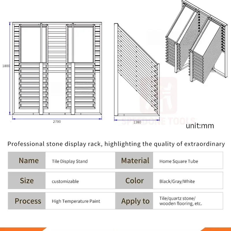 Customized Modern Steel Stone Tile Display Stand Storage Drawer Unit for Showroom Use Easy Assembly Freestanding Installation - view 4