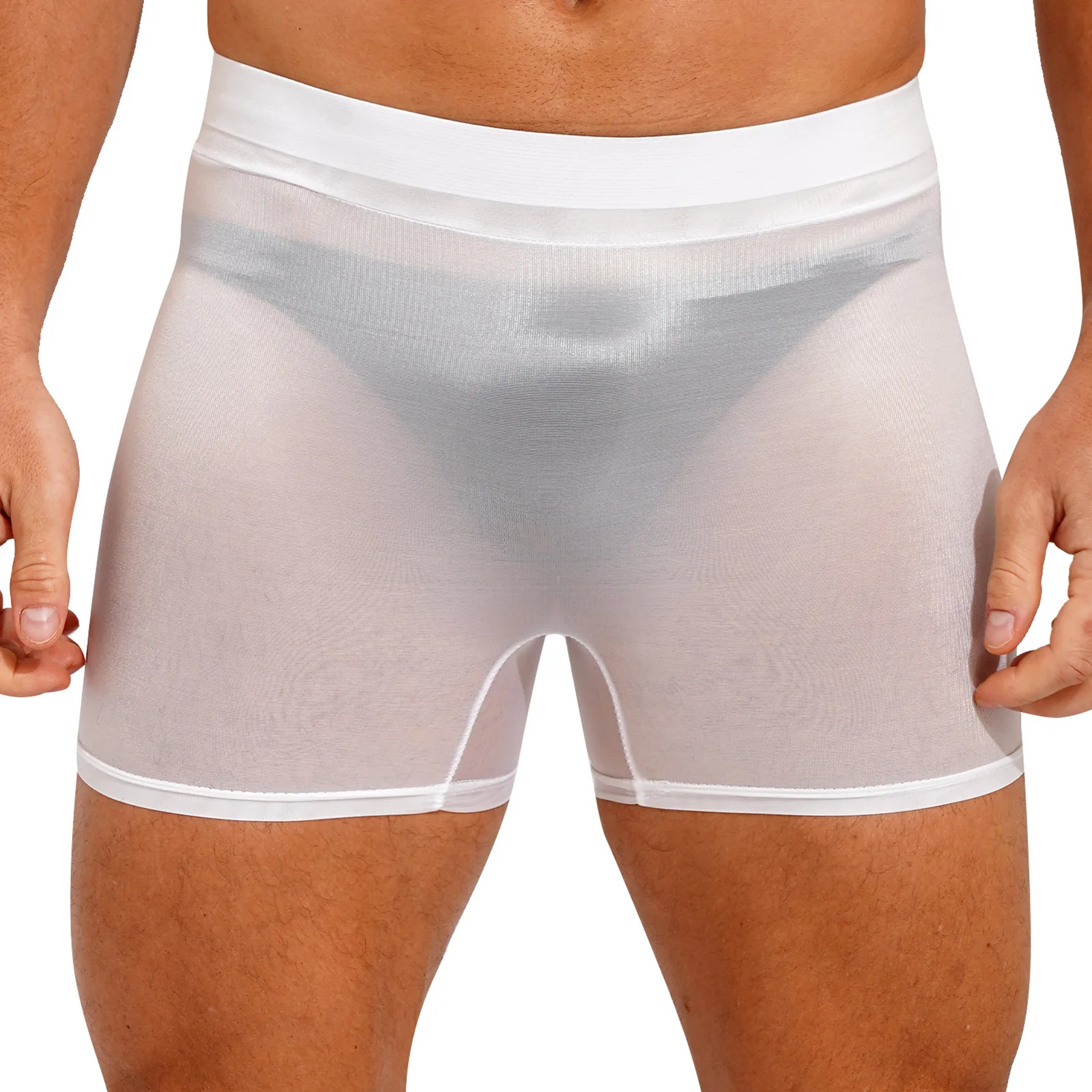 Mens Semi See-through Sports Shorts Breathtable Stretchy Low Rise Mini Short Pants for Swimwear Underwear Sportwear