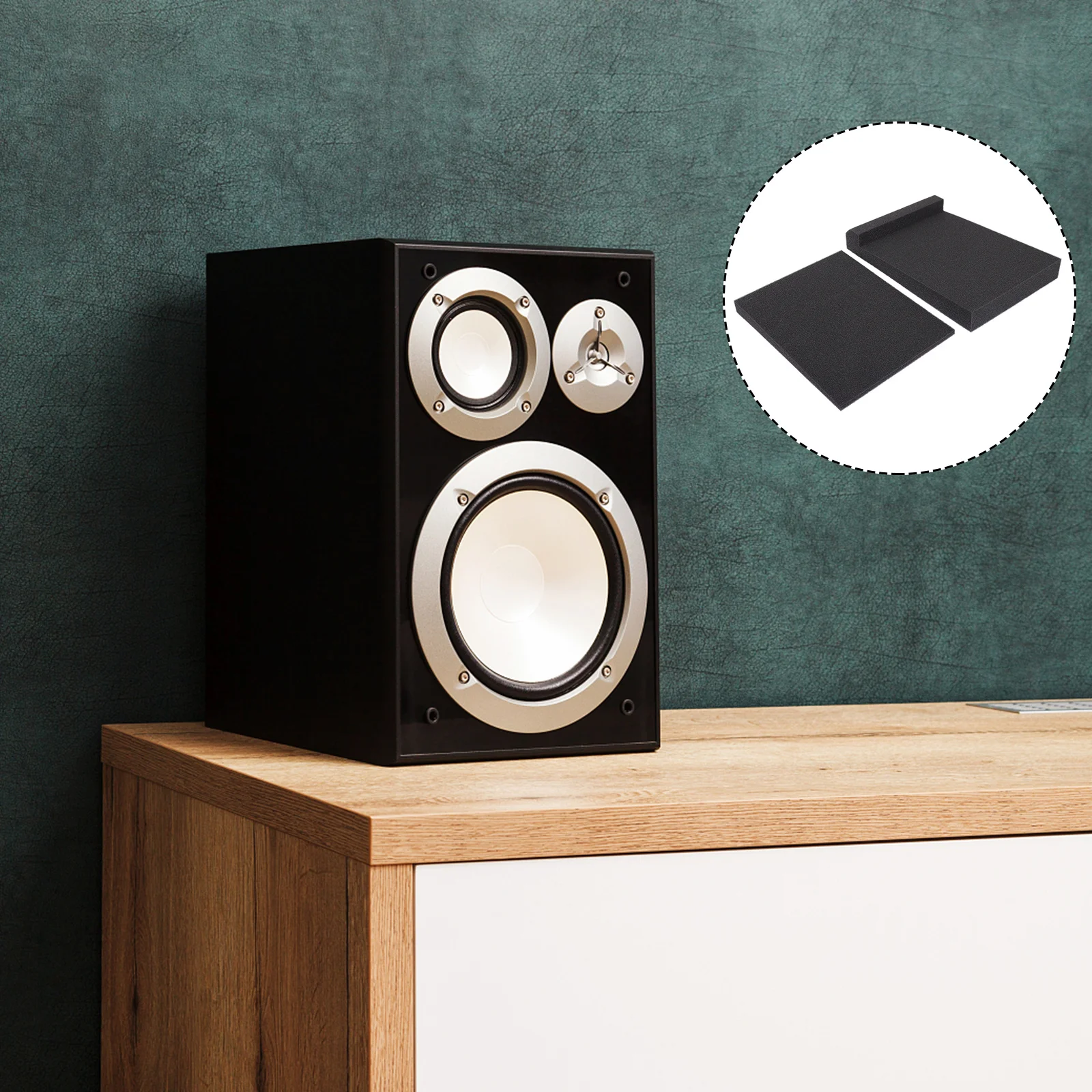 

1Set Audio Noise Isolation Pads Thick Acoustic Sponge for Speaker Monitor Vibration Absorption Studio Sound Control Black