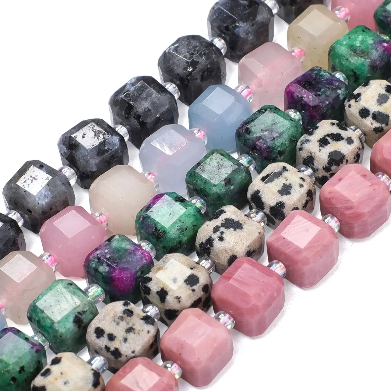 Cuentas de piedra Mineral facetadas naturales, Epidote Zoisite Spot Jasper, cuentas cuadradas de morganita para fabricación de joyería, collar y pulsera Diy