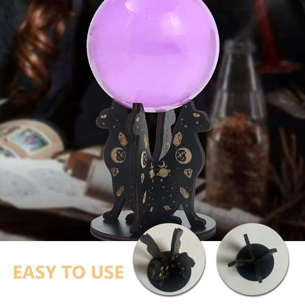 

Crystal Ball Holder Cat Design Wooden Sphere Display Base Small Desktop Sphere Holder Crystal Ball Display Stand Decorative