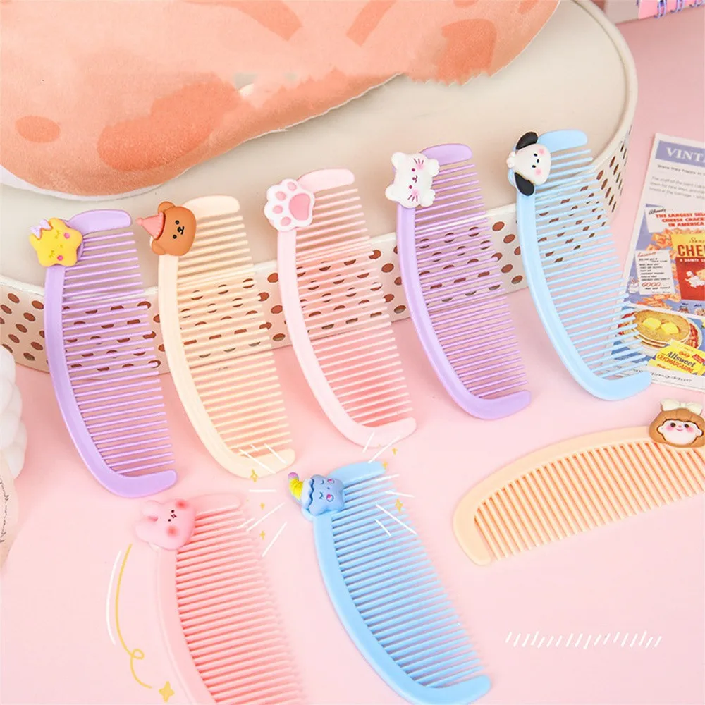 Cartoon Mini Crescent Comb Women Girls Hair Brushes Hairbrushes Plastic Teeth Baby Body Care Hair Accessories Portable Comb 1PC