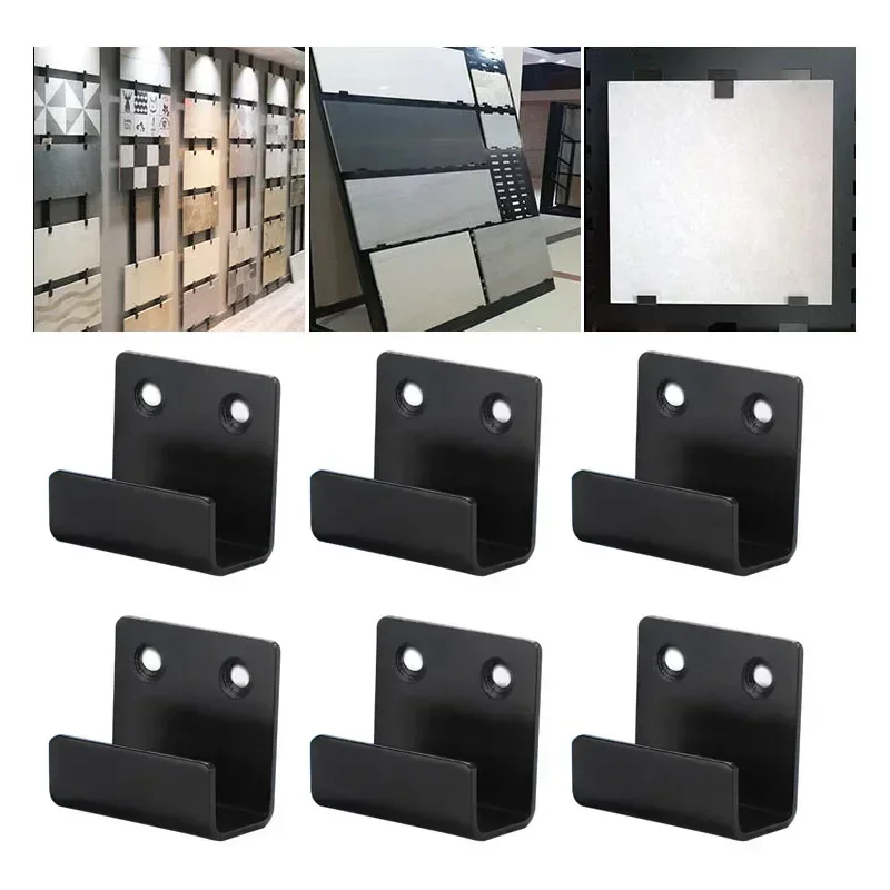 4/6/10pcs Wall Hanging Hook Fasteners, Black Metal Tile Bracket, Practical Hanging Tile Display, Heavy-Duty Wall Hanging Type