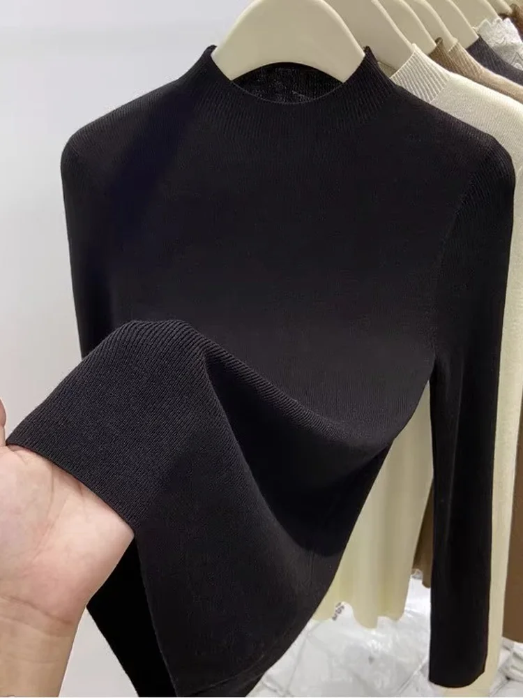 เสื้อสเวตเตอร์ไหมพรมแขนยาวแฟชั่นใหม่สำหรับฤดูใบไม้ร่วงและฤดูหนาว สไตล์ลำลอง คอเต่า สำหรับผู้หญิง เสื้อผ้าผู้หญิงสำหรับฤดูหนาว