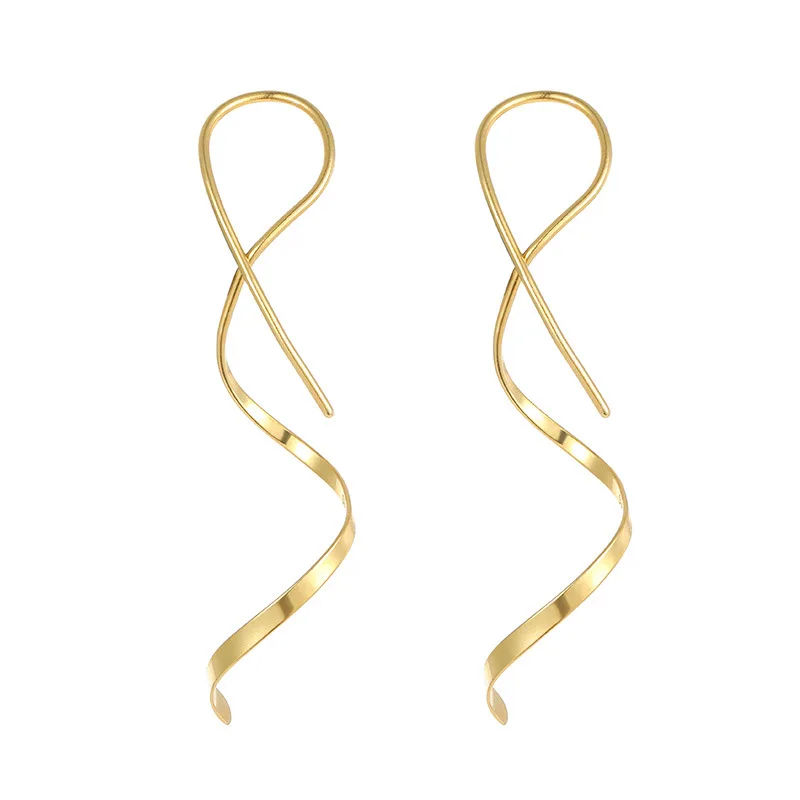 S925 Sterling Silver Wave Line Earrings for Women, New Design Long Drop Earrings, Stylish Minimalist Jewelry Gift Trend