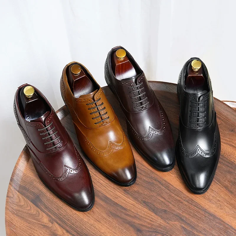 

Итальянские мужские броги, модельные туфли из натуральной кожи, новинка весны 2026, качественная удобная свадебная социальная обувь ручной работы в стиле ретро, мужская обувь