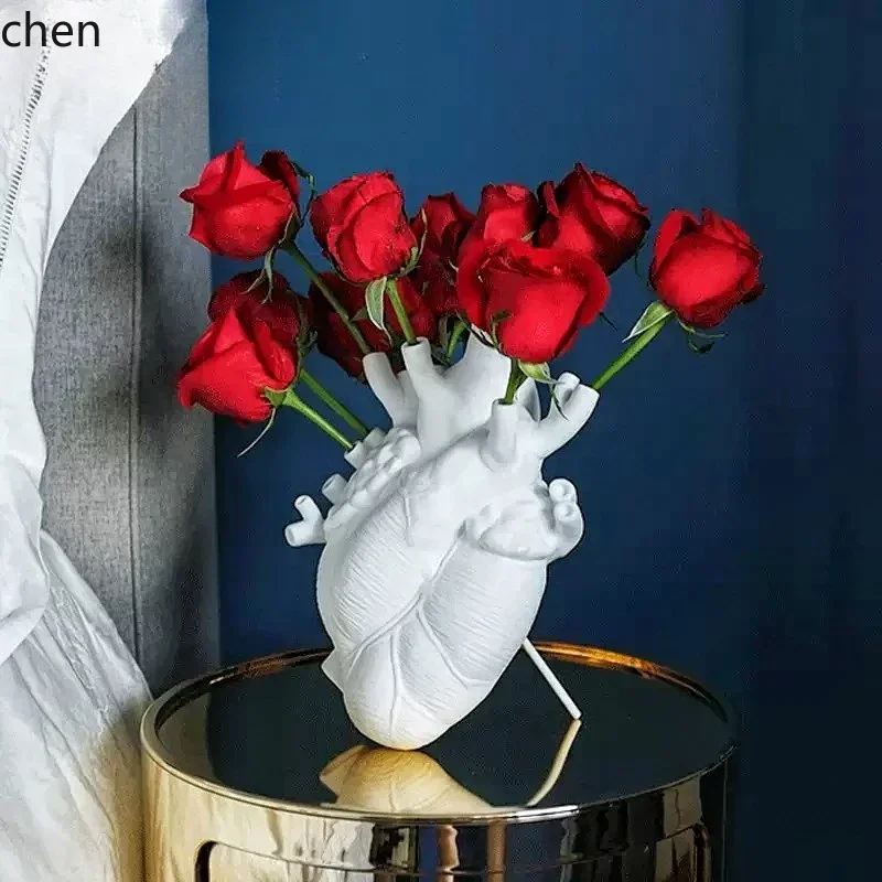 Vase Decorative Ornament Heart Transparent Glass Ceramic Flower Arrangement Dining Table Valentine's Day Gift High Sensel11