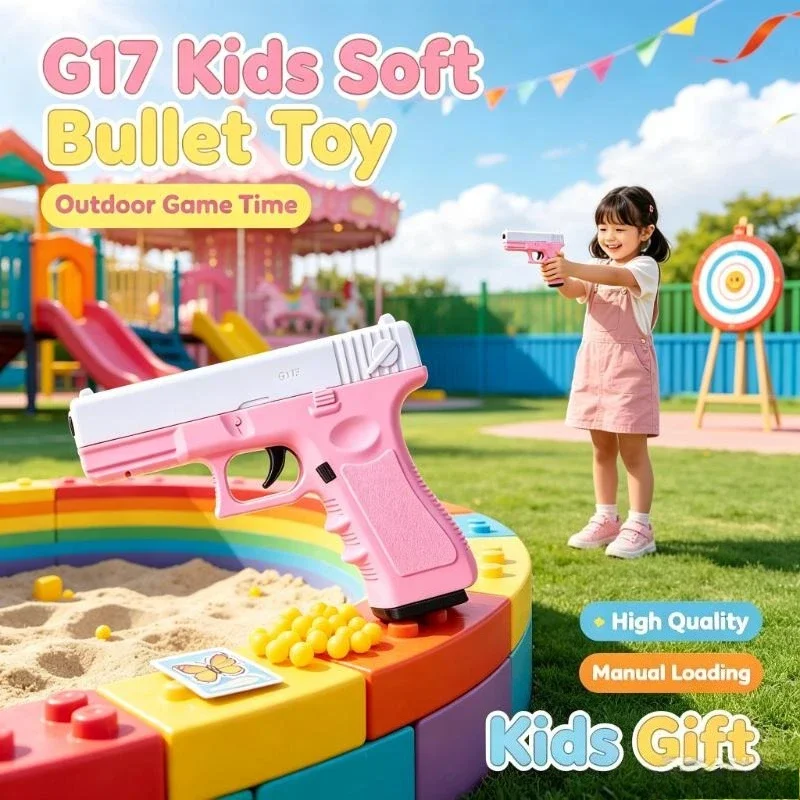 Manual Loading Soft Dart Blaster Model, G17 Style Laser Assisted Lower Mag Design For Kids Backyard Group Game Present