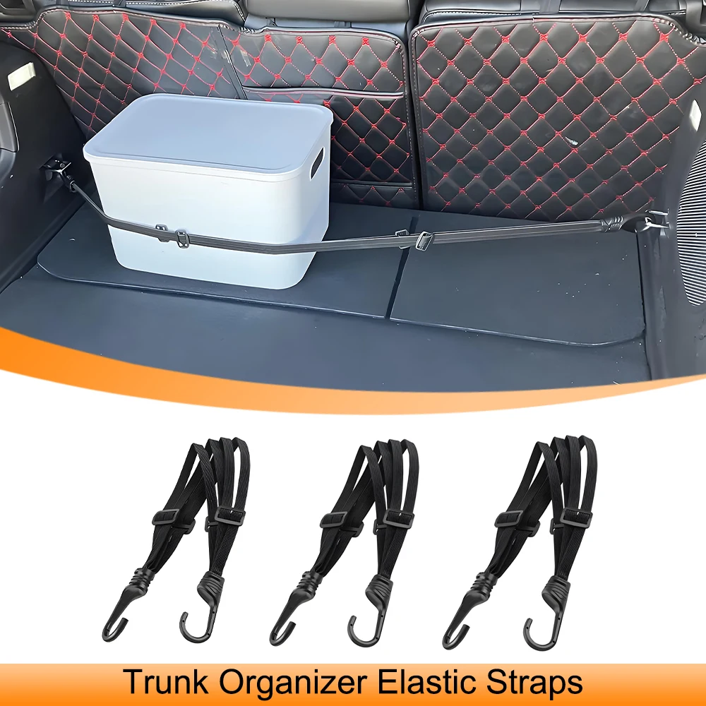 1/3 Peças 90CM Organizador de Porta-Malas de Carro, Cinta Elástica de Látex, Corda de Fixação de Carga com Gancho, Cinta de Carga Reforçada para Acessórios Automotivos