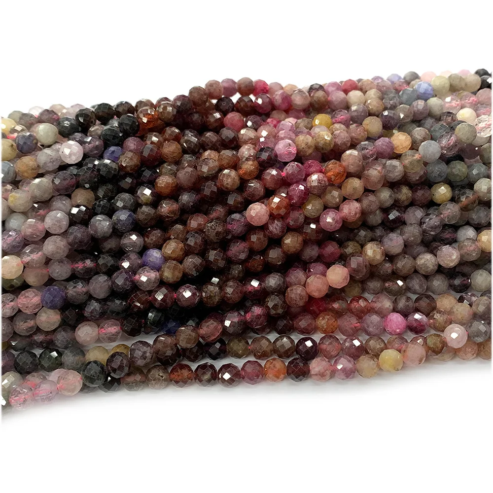 Veemake Purple Red Spinel Round Faceted Small Making Necklaces Bracelets Jewelry Beads Natural Gemstones Crystal 07987