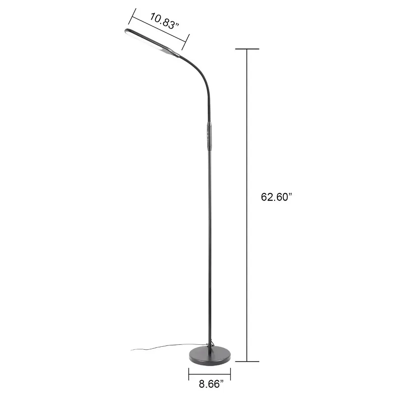 Mainstays 71-inch LED Floor Lamp with Adjustable Brightness and 4 Color Temperatures, Modern Black Lamp for Living Room, B
