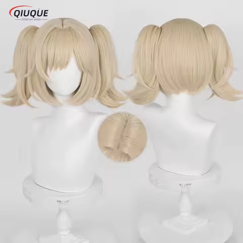 Zero Burnice Whita Wig Synthetic Short Straight Blonde Ponytail Heat Resistant Synthetic Hair Party Anime Wigs + Wig Cap