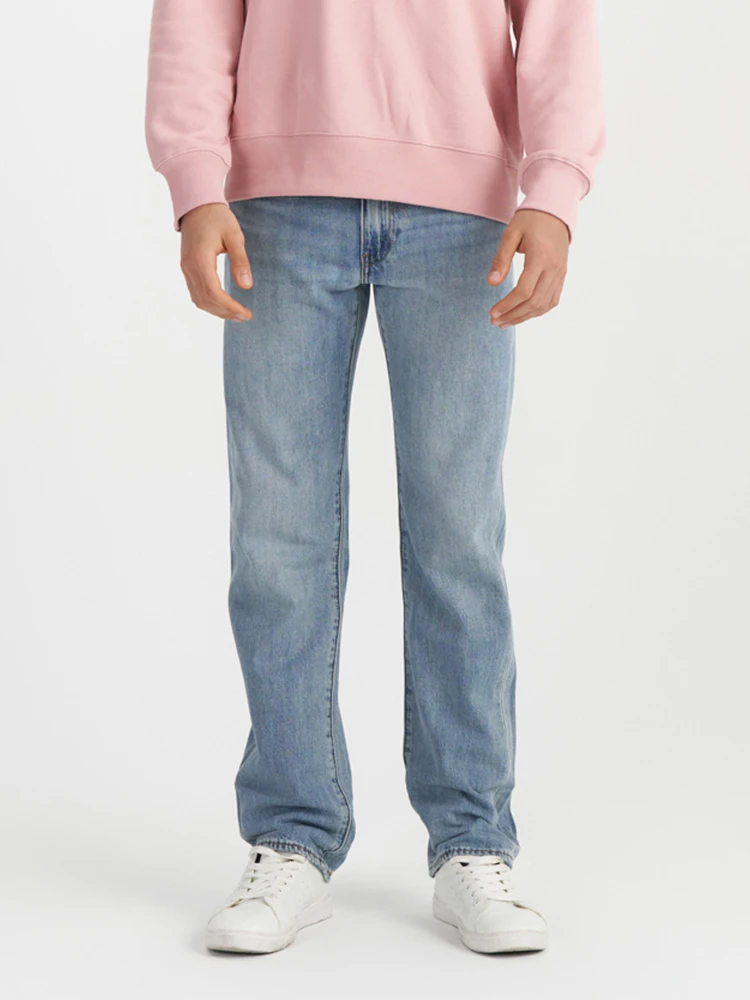 

Low Waist Straight Leg Light Waed Denim Jeans Thin Cotton Youth Casual Straight Cut Breathable Comfortable Youthful Sle