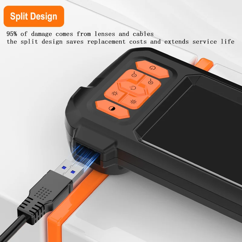 Kamera endoskopowa 4,3-calowy ekran Wymienny sztywny kabel 1-100 metrów HD1080P 8MM Obiektyw Inspekcja rur USB Boroskop LED 2600mAh