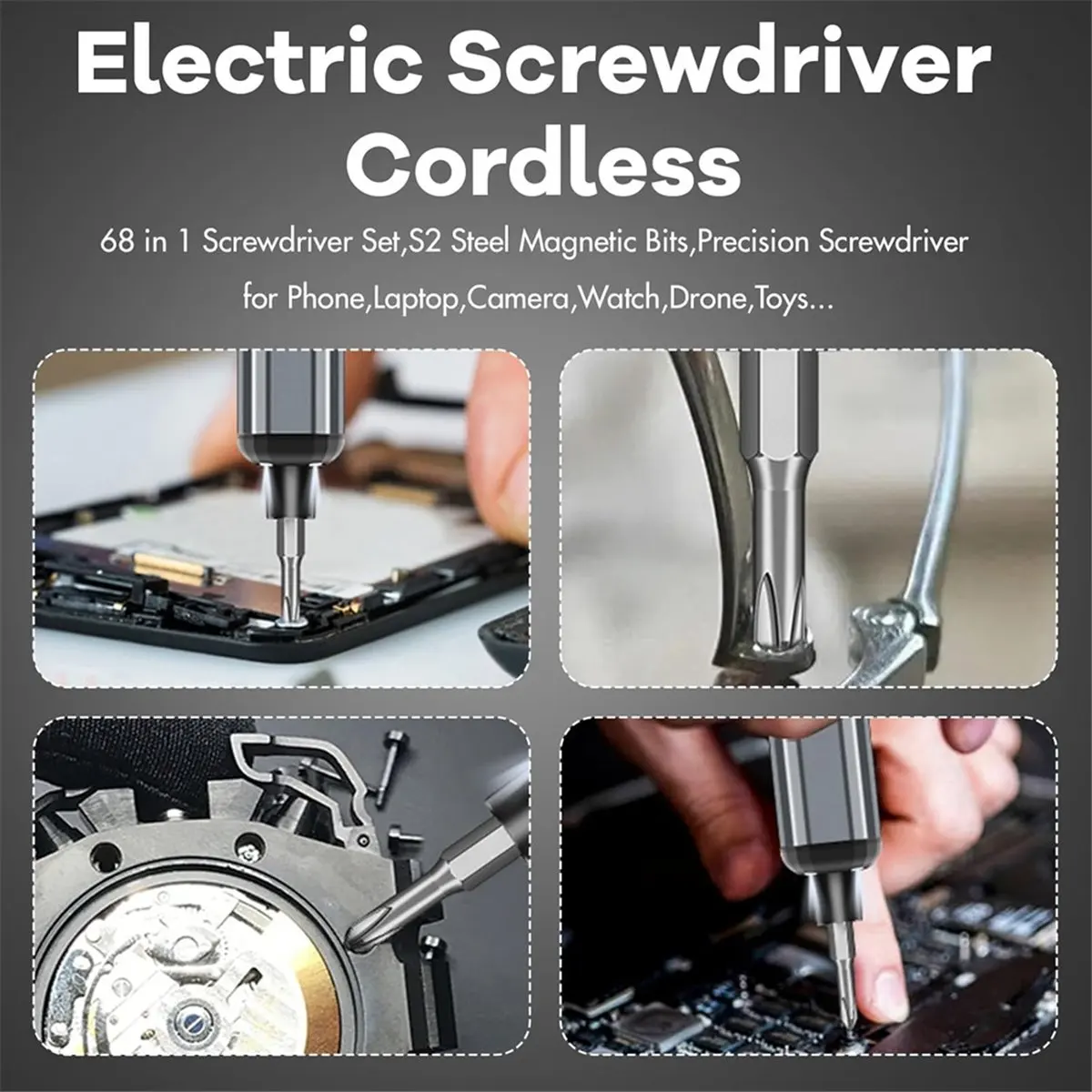 

ABZT Mini Electric Screwdriver, 68 in 1 Electric Screwdriver, Electric Screwdriver Kit for PC