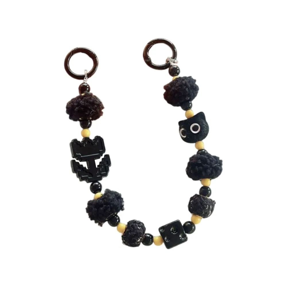 

Новая мультяшная флокированная цепочка для телефона с котом, аксессуары ручной работы из бисера, ремешок для мобильного телефона, сумка, подвеска