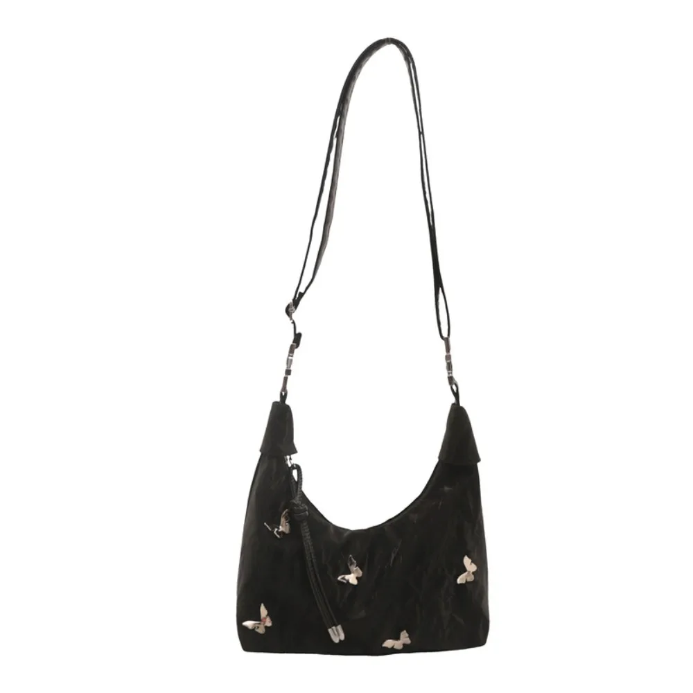 

Solid Color Butterfly Crossbody Bag Zipper Multifunctional Dumpling Shape Handbag PU Leather Large Capacity Single Shoulder Bag