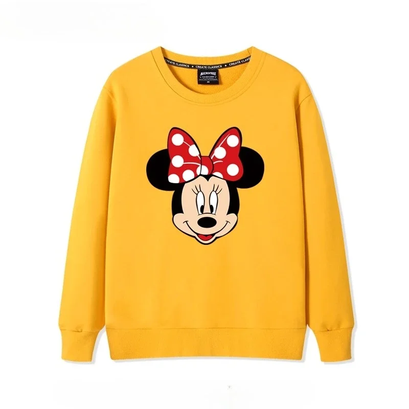 لطيف الكرتون صديقة أعلى كلية ميكي ماوس ميني طباعة الأسود طاقم الرقبة سترة الإناث المد Ins النسخة الكورية بلوزة فضفاضة
