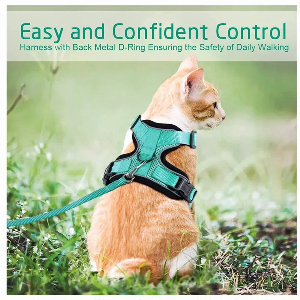 

NEW Cat Harness and Leash for Walking,Escape Proof Soft Adjustable Vest Harnesses for Cat,Breathable Reflective Strips Jacket