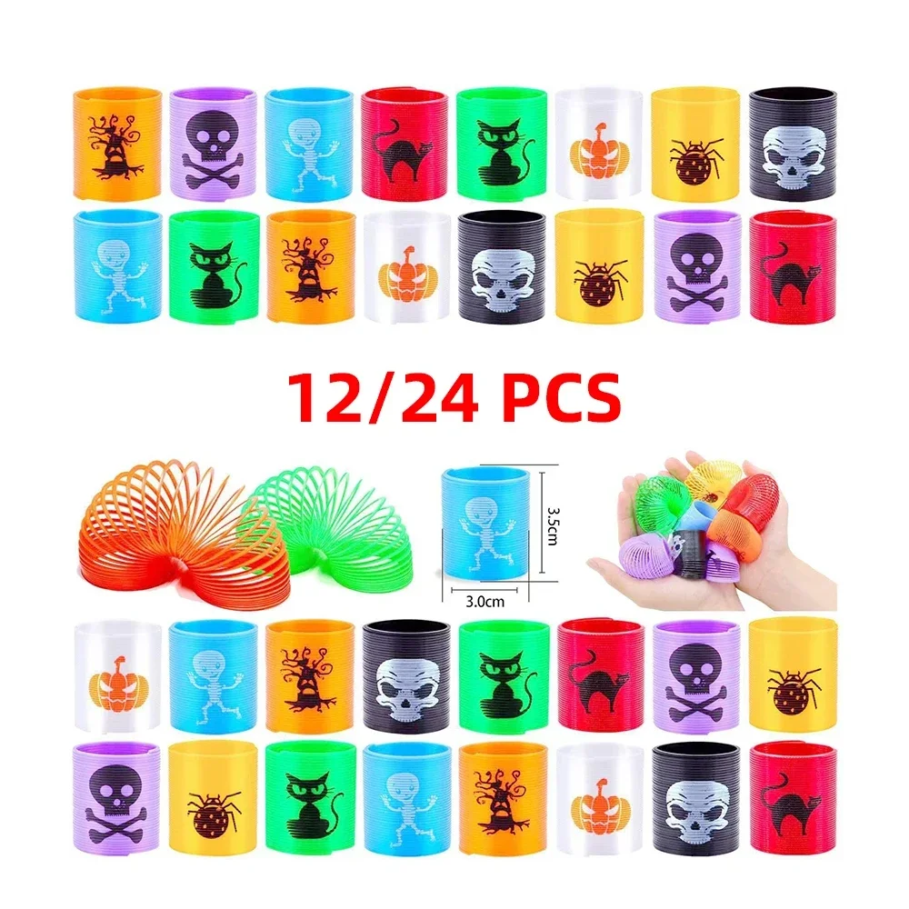 Halloween Rainbow Flexible Circle Spring Toys 12 24PCS Party Favors Pinata Fillers Birthday Gifts for Boys and Girls Supplies