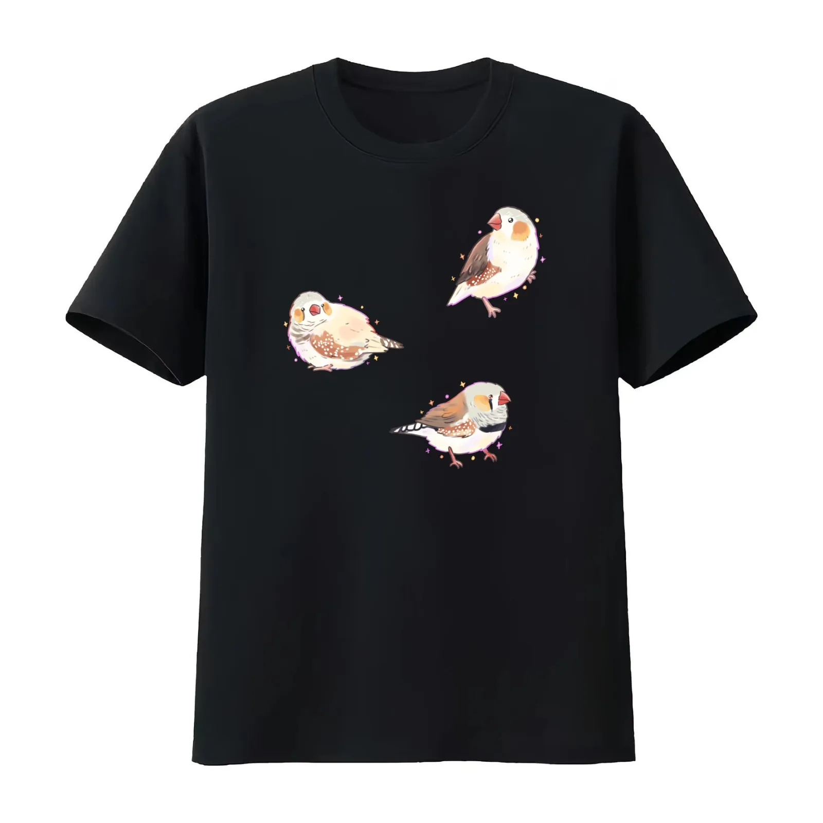 zebra finch pack T-Shirt Summer Casual Cotton Tee Oversized Streetwear Tops Vintage Graphic Print Loose Fit Short Sleeve