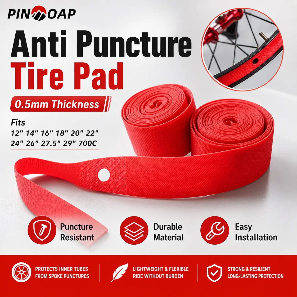 AliExpress NONE PINMOAP 2PCS Anti Puncture Bike Tire Liner Bicycle Tube Protector Strip for Mountain Road Cycling Flat Proof Repair Accessories