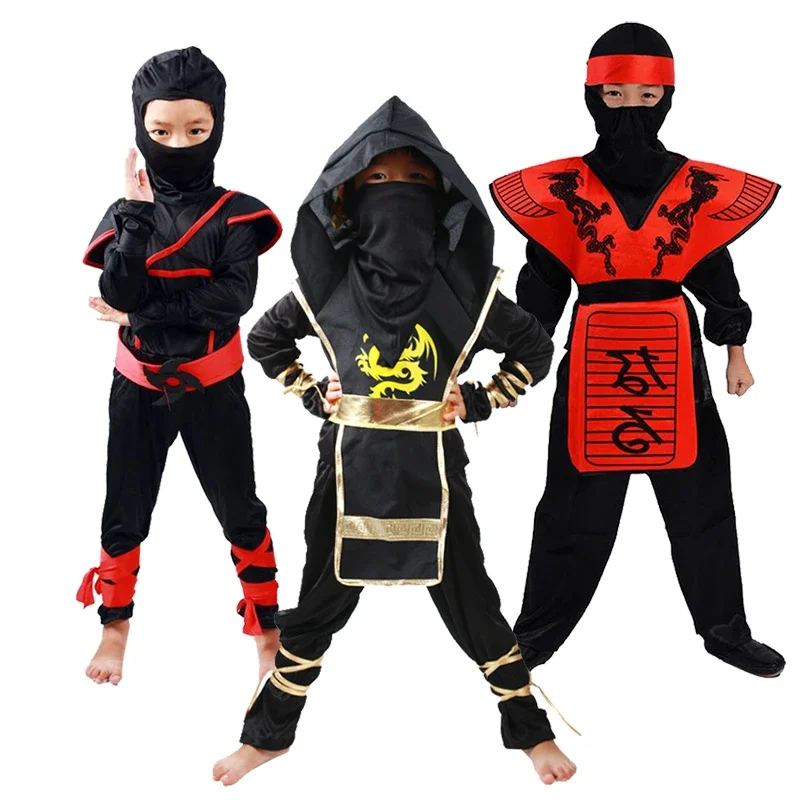 Ninja Samurai Halloween Costume for Kid Fancy Dress Anime Masquerade Carnival Ninja Cape Superhero Cosplay Festival Disguise