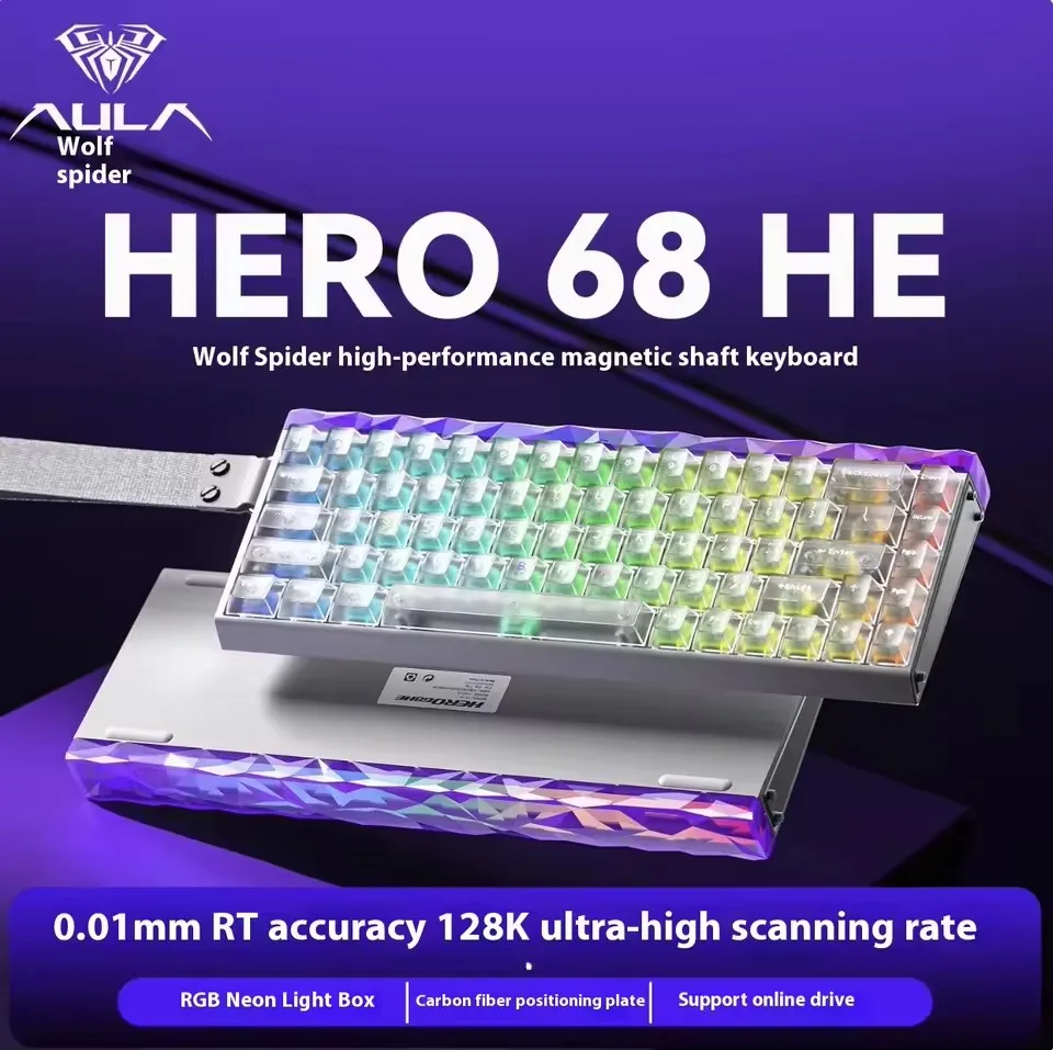 AULA HERO 68HE Magnetic Switch Keyboard RGB Gaming Mechanical Keyboard Rapid Trigger 8K Wired Esports Custom Keyboard
