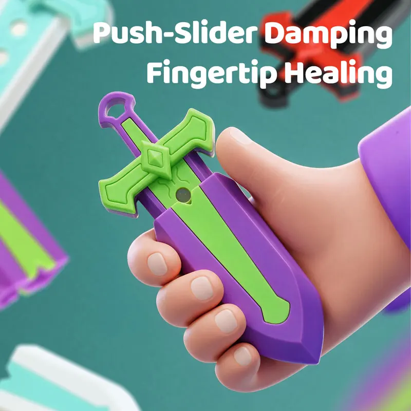 Magnetic Sword Fidget Slider Toy Push‑Ejection Decompression Fidget Toy Portable Tactical Stress Relief Hand Play Gadget Gift