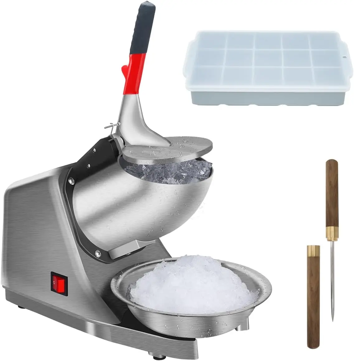 Shaved Ice Machine Snow Cone Machine Ice Crusher with Stainless Steel Blade Kitchen Electric for Shaved Ice and Snow Cone