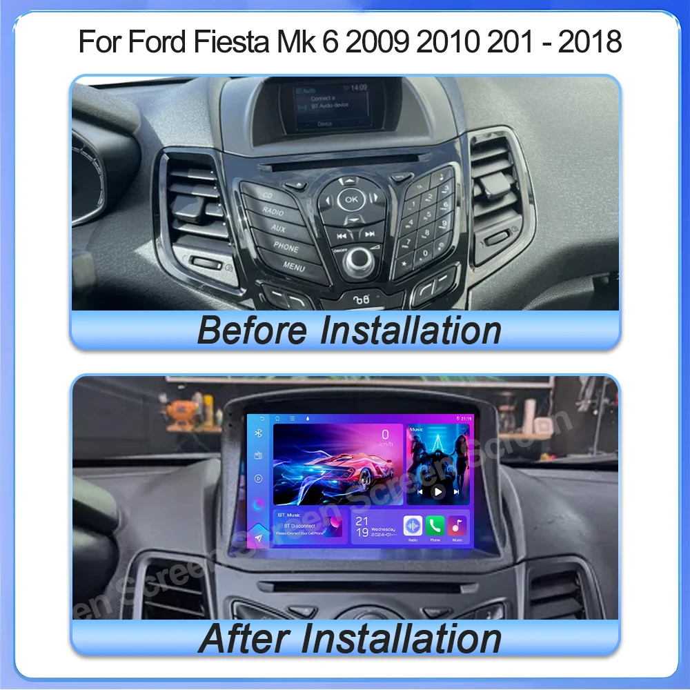 Android 15 For Ford Fiesta Mk 6 2009 2010 2011 2012 2013 2014 -2018 GPS Navigation Multimidia Player 2Din Touch Screen Bluetooth