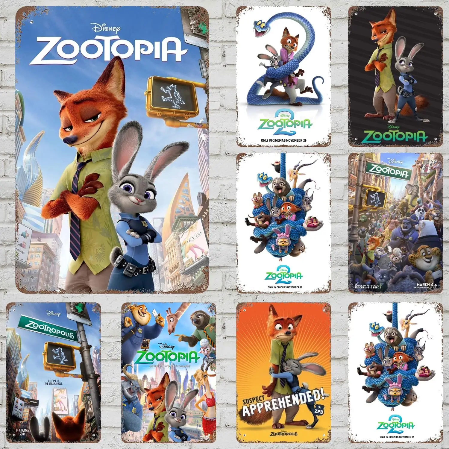 

MINISO Zootopia 2 Metal Signs wall decor Vintage Tin Signs Captain Metal Poster Decor for Bar Pub Club Wall Decoration