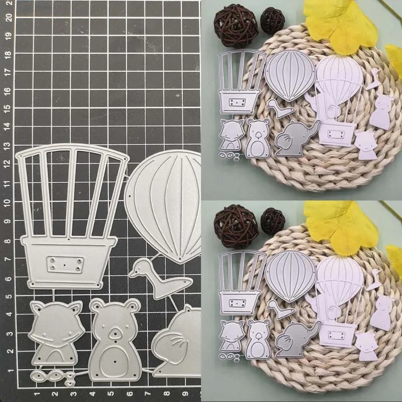 

Hot Air Balloon Elephant Animal Metal Cutting Dies Stencil Scrapbook Album Stamp Paper Card Embossing Decor Craft Knife Mould