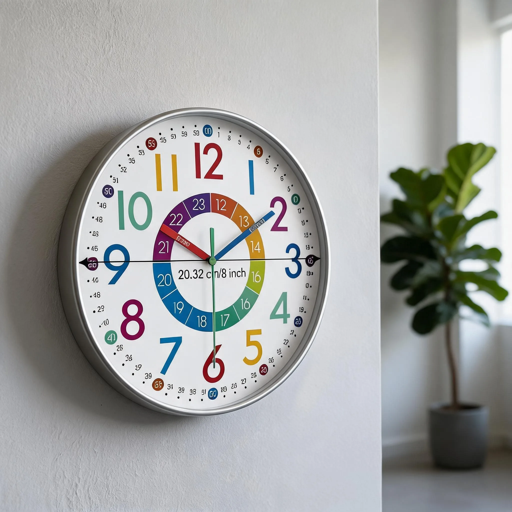 Colorful Vibrant Time Learning Wall Clock, Self-adhesive Decorative Clock For Bedroom Playroom, Cute Wall Art Ornament Household