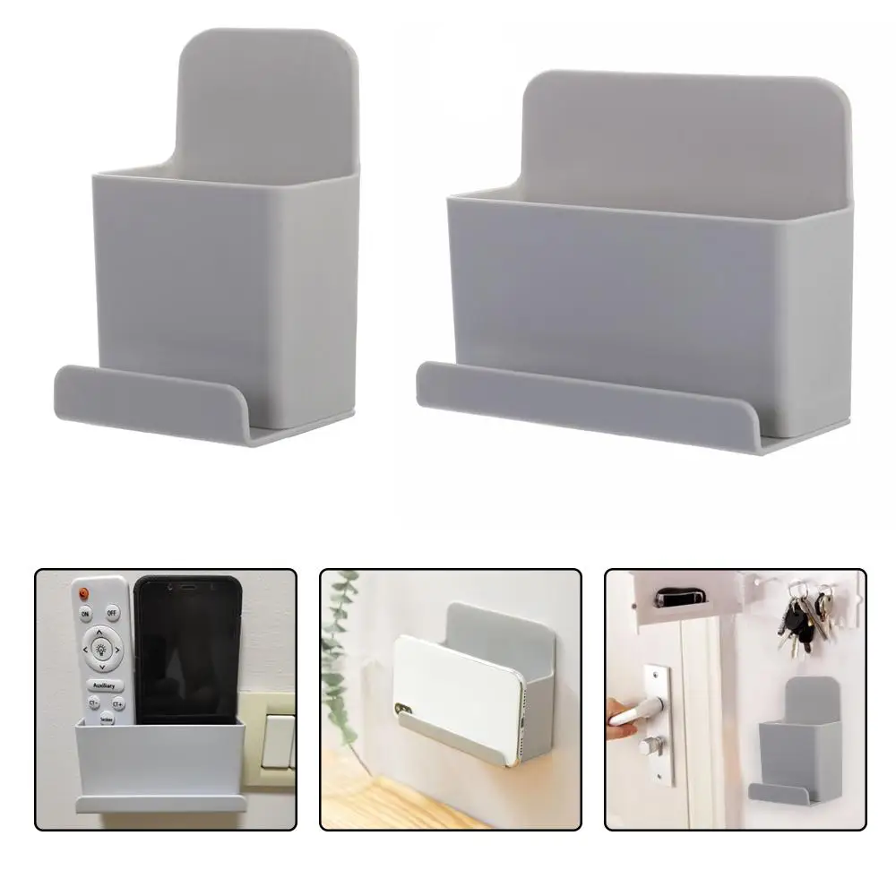 Phone Plug Holder Stand Rack Container Adhesive Hanger Air Conditioner Storage Box Wall Mounted TV Remote Control Organizer