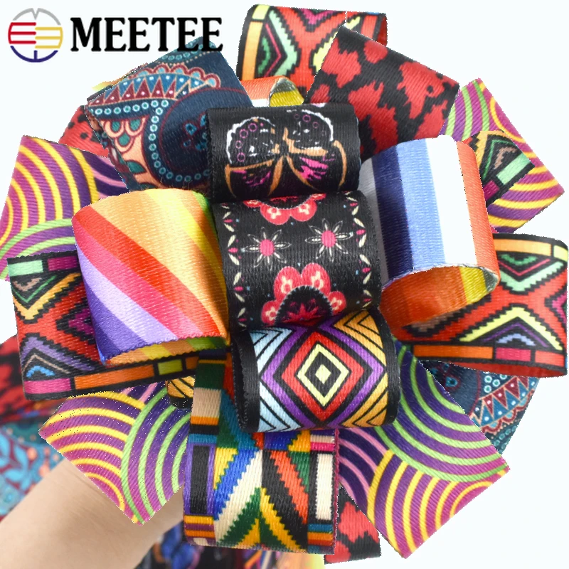 

1-5M 38mm Ethnic Nylon Webbing Tape Jacquard Ribbon Band Printed Bag Strap Clothing Bias Binding Fabric DIY Sewing Accessories
