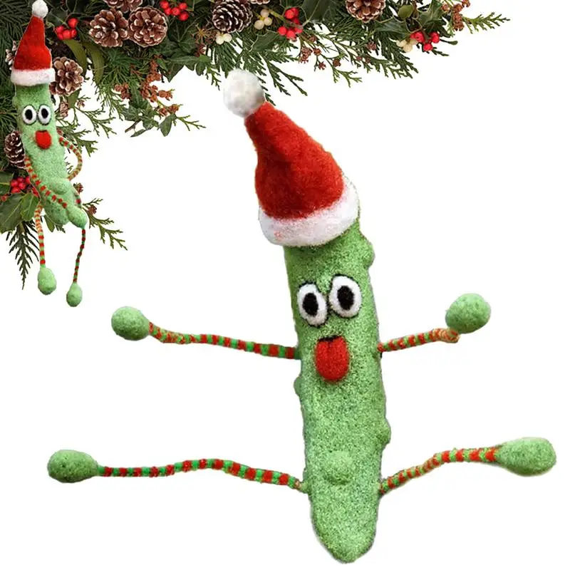 

cartoon Pickle Ornament for Christmas Tree Funny Felt Cucumber Hanging pendant xmas Holiday Tradition Decor Home Party Favor