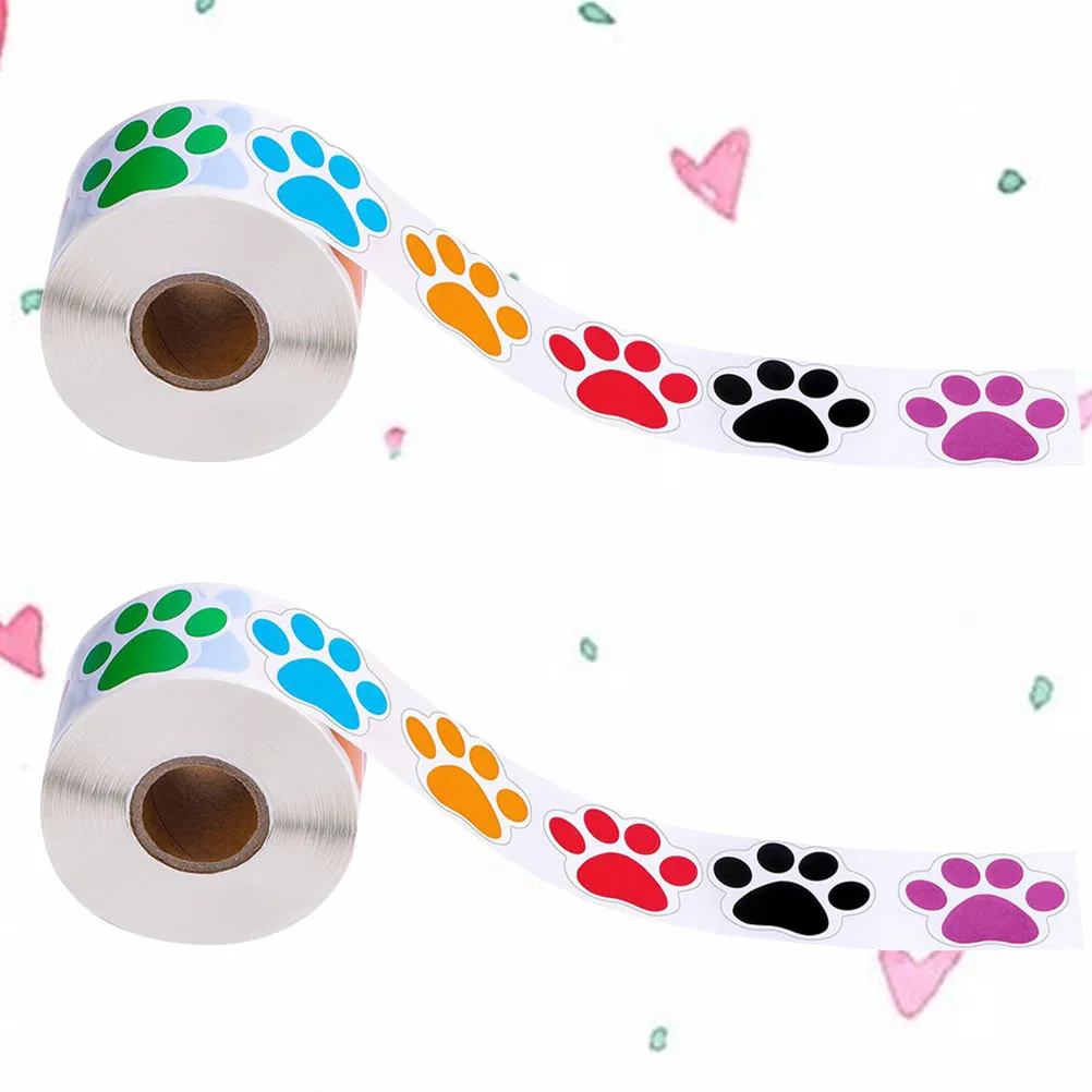 3 Rolls Animal Footprint Stickers Strong Hold Easy Peel Adhesive Label for Gift Packaging Wrapping Biscuit Bags Notebook