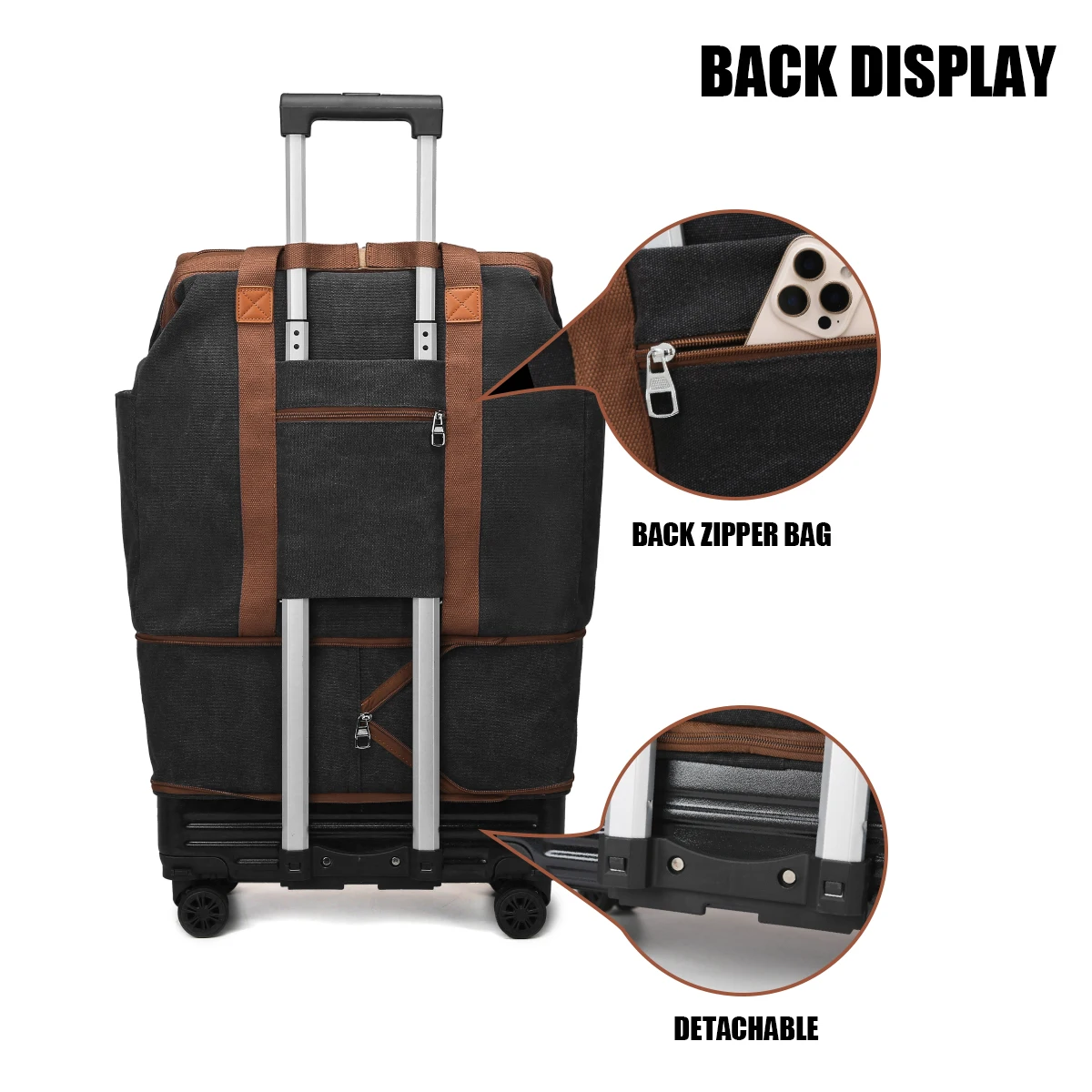 Tas Koper Katrol, Tas Travel Roda Universal, Koper Lipat, Tas Troli Ringan, Ransel Tarik Tangan Kapasitas Besar, Tas Kosmetik Perjalanan