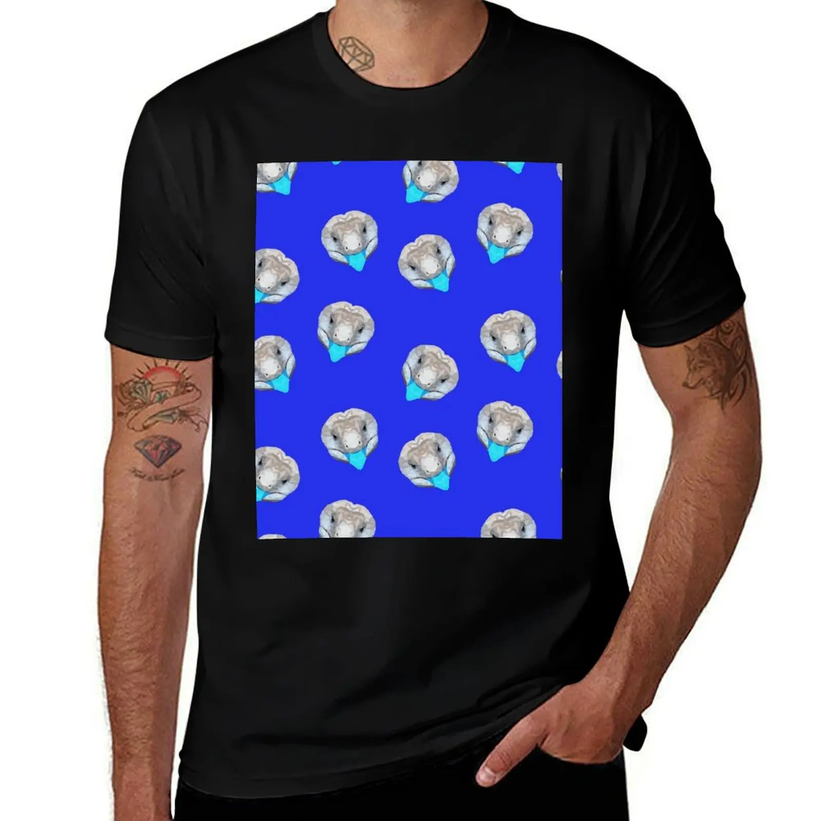 Blue-Tongued Skink Blue Dress T-Shirt customs plus size tops t shirt men 100℅ cotton