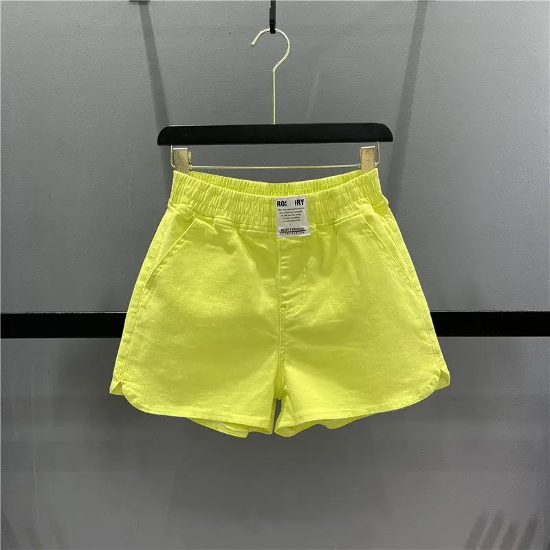 Fashion Candy Color Elastic Waist Casual Shorts Women's Loose A-Word Wide Leg Pants Hot Pants