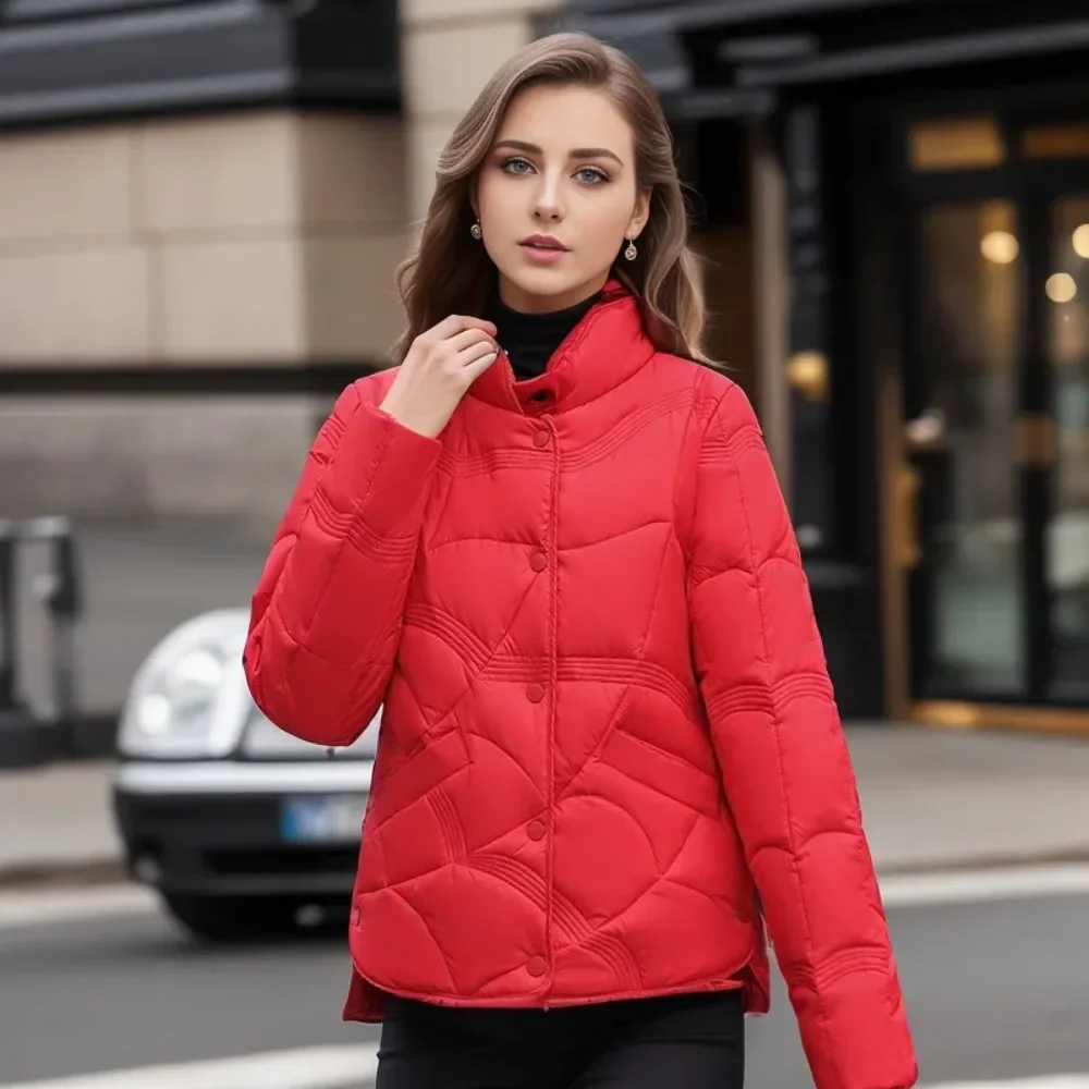 2024 Women Jackets New Female Fashion Stand Collar Lightweight White Duck Down Coat Autumn Winter Fashionable Outerwear