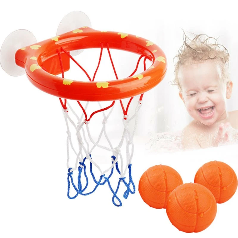 Jouets de bain de basket-ball d'eau T1 pour enfants, panier de basket-ball de baignoire pour bébé avec 3 jouets d'eau IkSucker