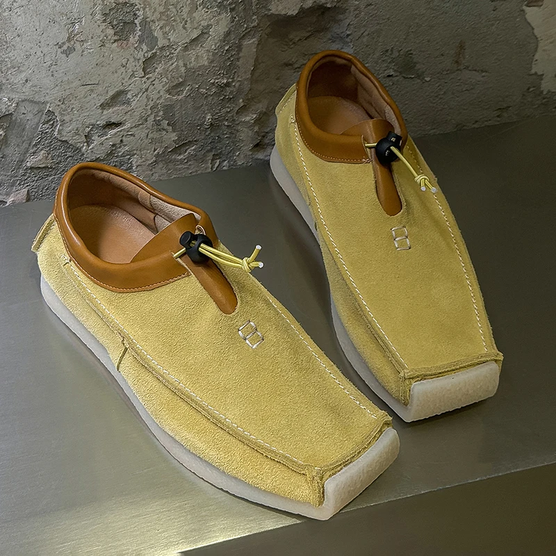 

Retro Square Casual Men Shoes Color Blocking Niche Design Lightweight Breathable Soft Sole Daily Commuting Lazy Shoes