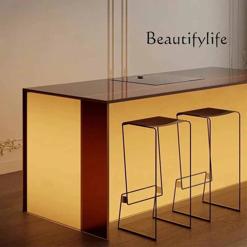 

M Acrylic Front Desk Commercial Household Orange Gradual Change Luminous Island Clothing Store Display Table